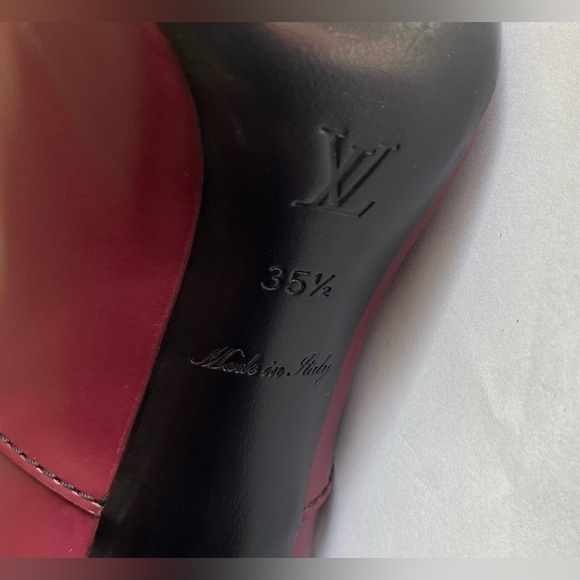 Louis Vuitton burgundy red heeled leather ankle boots platform 35.5-6 buckl heel